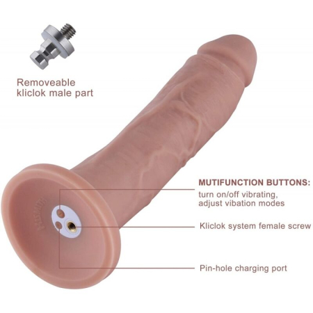 Фалоімітатор 10.2? з вібрацією для секс-машин Hismith Silicone Dildo with Vibe, KlicLok, пульт ДК - фото №2
