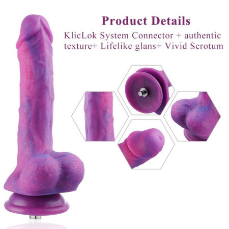 Фалоімітатор 8.2? з вібрацією для секс-машин Hismith Purple Silicone Dildo with Vibe, KlicLok - фото №7