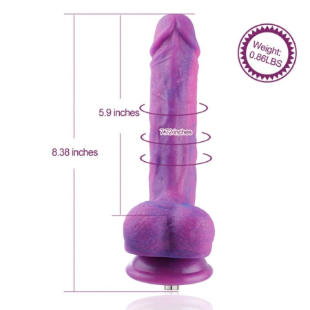 Фалоімітатор 8.2? з вібрацією для секс-машин Hismith Purple Silicone Dildo with Vibe, KlicLok - фото №3