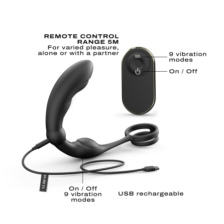 Масажер простати Dorcel P-Ring з ерекційним кільцем та пультом ДК - фото №3