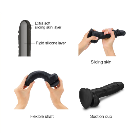 Реалістичний фалоімітатор Strap-On-Me Sliding Skin Realistic Dildo Black S, ефект рухливої шкіри - фото №3