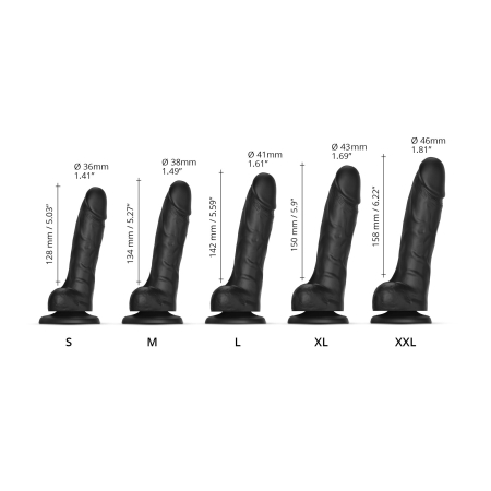 Реалістичний фалоімітатор Strap-On-Me Sliding Skin Realistic Dildo Black S, ефект рухливої шкіри - фото №4