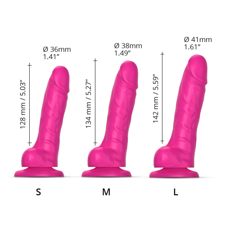 Реалістичний фалоімітатор Strap-On-Me Sliding Skin Realistic Dildo Fuchsia L, ефект рухливої шкіри - фото №4