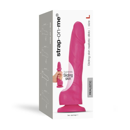 Реалістичний фалоімітатор Strap-On-Me Sliding Skin Realistic Dildo Fuchsia L, ефект рухливої шкіри - фото №7