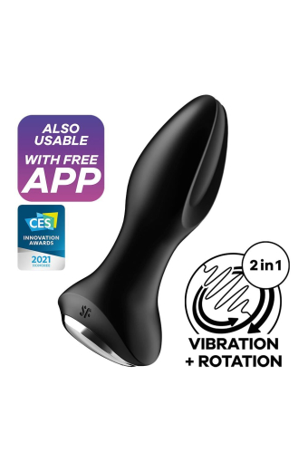 Анальна смарт-вібропробка із перлинним масажем Satisfyer Rotator Plug 2+ Black - фото №8