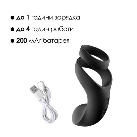 Подвійне ерекційне кільце Svakom Benedict Black зі стимуляцією промежини - фото №5