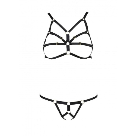 Комплект білизни зі стреп Passion Exclusive ARMANDA SET XXL/XXXL, black - фото №5