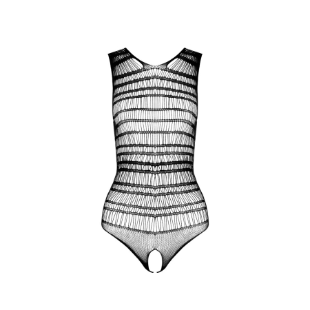 Бодістокінг з доступом Passion BS086 black, вертикальна сітка, виріз на спинці - фото №5