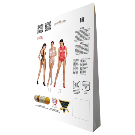 Бодістокінг з доступом Passion BS086 red, вертикальна сітка, виріз на спинці - фото №5