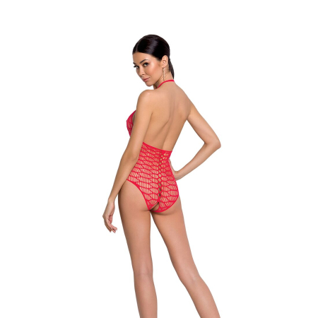 Бодістокінг у велику сітку Passion BS087 red, відкрита спина, халтер, з доступом - фото №2