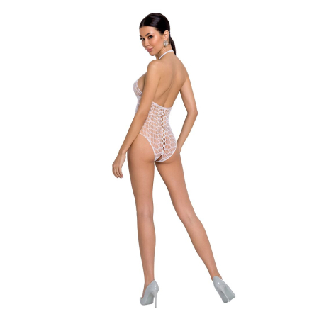 Бодістокінг у велику сітку Passion BS087 white, відкрита спина, халтер, з доступом - фото №4
