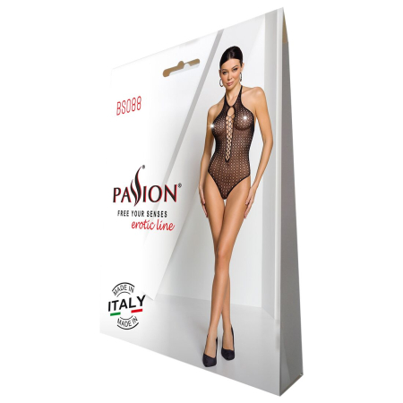 Бодістокінг з декольте Passion BS088 black, імітація корсетної шнурівки - фото №8