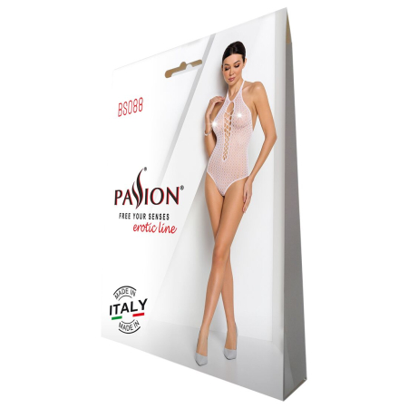 Бодістокінг з декольте Passion BS088 white, імітація корсетної шнурівки - фото №6