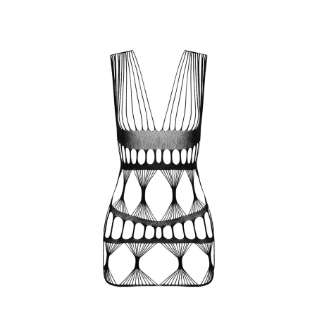 Бодістокінг-сукня Passion BS089 black, міні, плетіння у вигляді павутини - фото №5