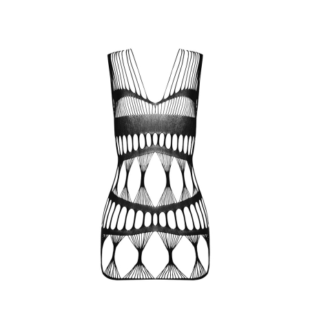 Бодістокінг-сукня Passion BS089 black, міні, плетіння у вигляді павутини - фото №6