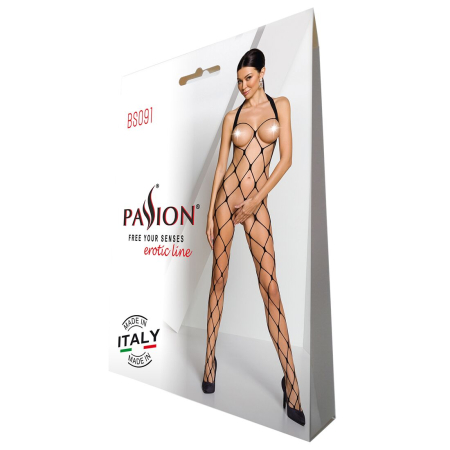 Бодістокінг у дуже велику сітку Passion BS091 black, з доступом - фото №6