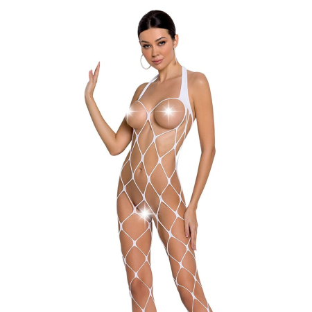 Бодістокінг у дуже велику сітку Passion BS091 white, з доступом - фото