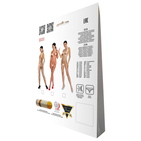 Бодістокінг у дуже велику сітку Passion BS091 white, з доступом - фото №5