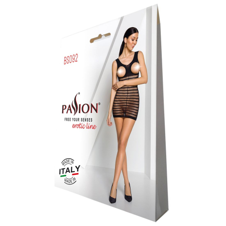 Бодістокінг-сукня з відкритими грудями Passion BS092 black - фото №6