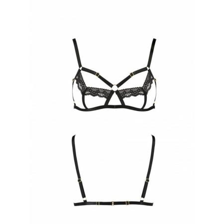 Бюстгальтер-стрепи з мереживом Passion Exclusive SOLON BRA XXL/XXXL, black, трусики в комплекті - фото №5