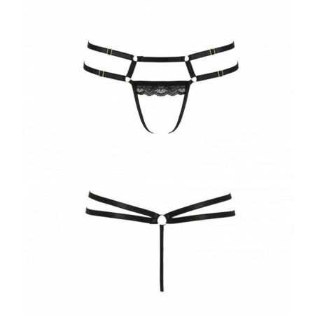 Трусики-стрінги зі стреп із мереживом Passion Exclusive LORRY THONG XXL/XXXL, black - фото №5