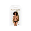 Трусики-бразиліана Penthouse Adore Me L/XL Black, квіткове мереживо, тоненькі ремінці, бантики №3