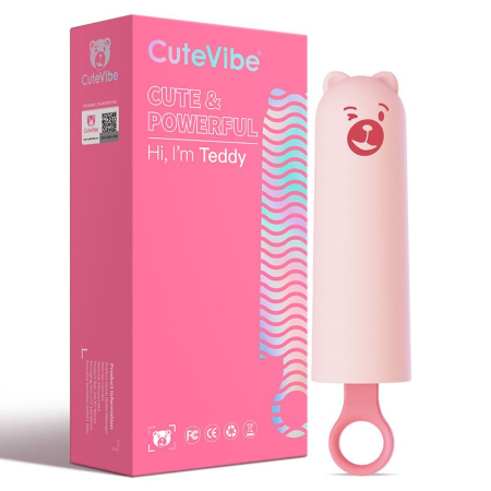 Вібратор CuteVibe Teddy Pink (Black Dildo), реалістичний вібратор під виглядом морозива - фото №4