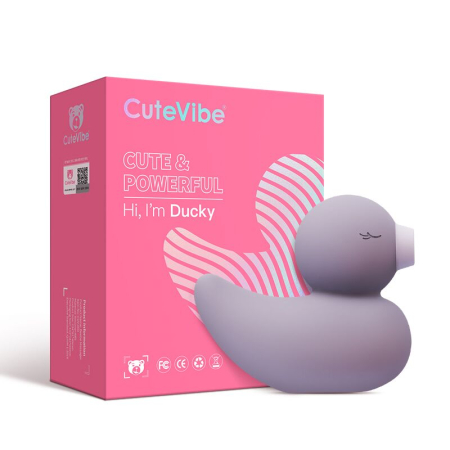 Вакуумний вібратор-качечка CuteVibe Ducky Grey №4