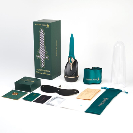 Вишуканий вібратор Knight Jenay FLOWERS & SWORD, маска, стрічка та лубрикант у комплекті - фото №6