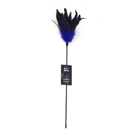 Лоскітка з пером півня Art of Sex – Feather Paddle, синя - фото №3