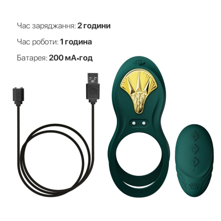 Смарт-ерекційне кільце Zalo - BAYEK Turquoise Green, подвійне з ввідною частиною, пульт ДК - фото №6