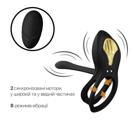 Смарт-ерекційне кільце Zalo - BAYEK Obsidian Black, подвійне з ввідною частиною, пульт ДК - - фото №4