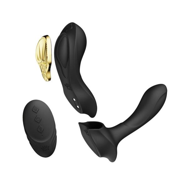 Смарт-вібратор у трусики Zalo - AYA Obsidian Black, насадка та пульт ДК - фото