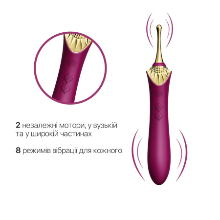Вагінально-кліторальний вібратор Zalo — Bess Velvet Purple, мультифункціональний із насадками №3