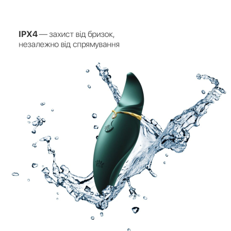 Вібратор 2в1 з язичком Zalo — Hero Jewel Green, кристал Swarovski - фото №5