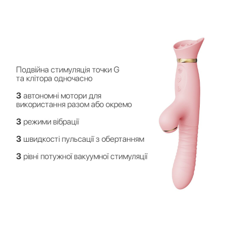 Пульсатор-вібратор із вакуумною стимуляцією клітора Zalo - ROSE Thruster Strawberry Pink - фото №4