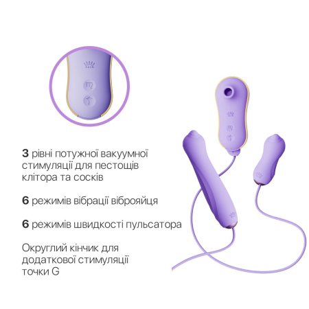 Набір 3в1 Zalo – UNICORN Set Violet, віброяйце, пульсатор, вакуумний стимулятор - фото №4