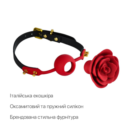 Розкішний кляп у вигляді троянди Zalo - Rose Ball Gag, подвійне використання - фото №3