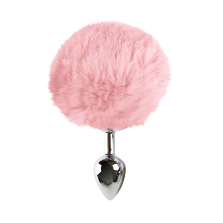 Металевий анальний затор М Art of Sex - Metal Butt plug Rabbit Tail, Ніжно-рожевий - фото №2