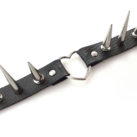 Чокер Серце з великими шипами, із натуральної шкіри Art of Sex - Crystal, колір Чорний - фото №4