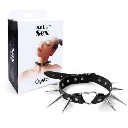 Чокер Серце з великими шипами, із натуральної шкіри Art of Sex - Crystal, колір Чорний - фото №5