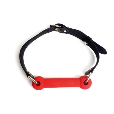 Кляп-палиця на ременях Art of Sex – Gag Stick Silicon, червоний, натуральна шкіра - фото №3