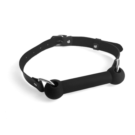 Кляп-палиця на ременях Art of Sex – Gag Stick Silicon, чорний, натуральна шкіра №2