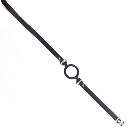 Кляп-розширювач силіконове кільце Art of Sex – Gag Ring, чорний, натуральна шкіра - фото №3