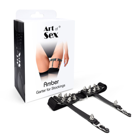 Гартер на ногу серце з шипами з натуральної шкіри Art of Sex Amber (1 шт.) - фото №3