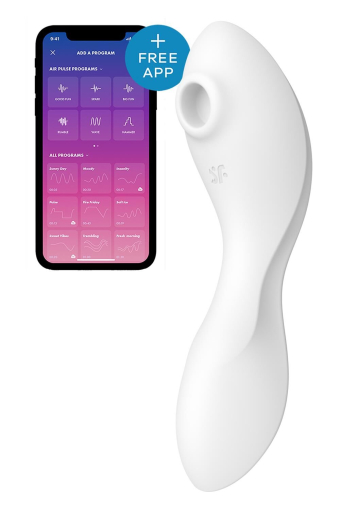 Вакуумний смарт-стимулятор із вібрацією Satisfyer Curvy Trinity 5 (White), керування зі смартфона - фото