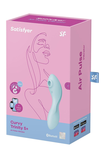 Вакуумний смарт-стимулятор із вібрацією Satisfyer Curvy Trinity 5 (Blue), керування зі смартфона - фото №7