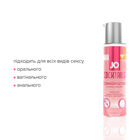 Лубрикант на водній основі JO Cocktails — Cosmopolitan без цукру, рослинний гліцерин (60 мл) - фото №4