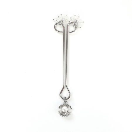 Затискач для клітора перлина з мушлею та кристалами Art of Sex - Margie clit clamp, Срібло - фото №2