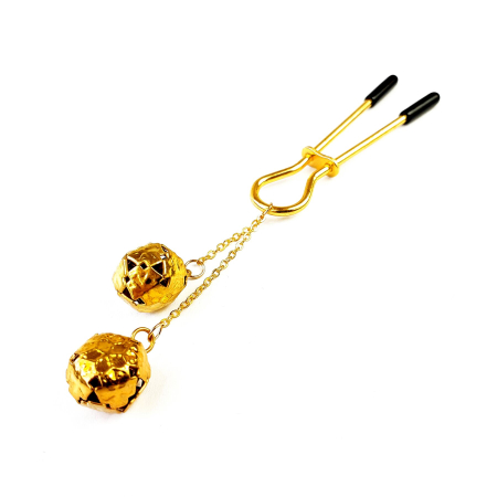 Затискач для клітора з бубонцями Art of Sex - Beverly clit clamp, Золото - фото